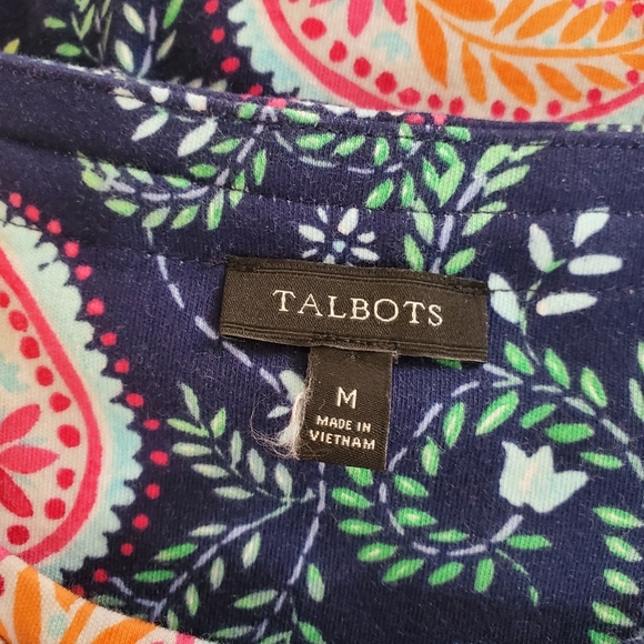 TALBOTS Pleat-Neck Shift 100% Cotton Dress Size Medium, Preppy, Paisley Print - Picture 7 of 11
